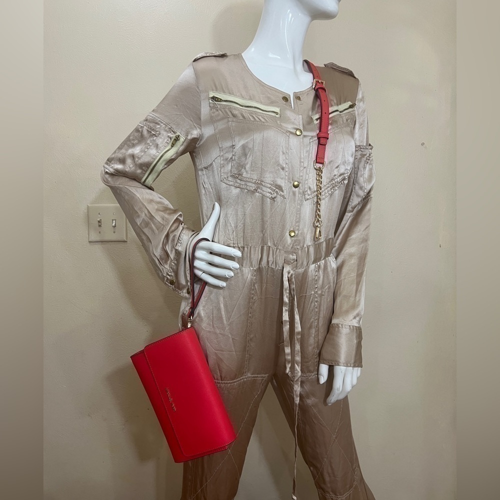 MICHAEL KORS Saffiano Leather 3-in-1 Crossbody. Jet Set Travel bag NWT Coral - Picture 12 of 14